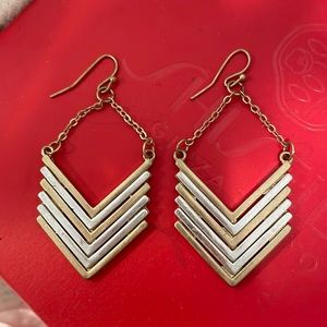 Silver and gold two-tone chandelier earrings